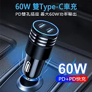 AHEAD 60W雙Type-C車充 PD+PD快充 迷你充電器 黑色