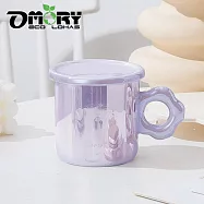 【OMORY】花形珠光陶瓷杯300ML附蓋- 藕紫