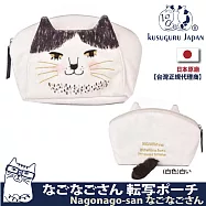 【Kusuguru Japan】日本眼鏡貓 收納包 立體貓耳毛茸茸尾巴萬用小物隨身包 Nagonago-san系列 -白色