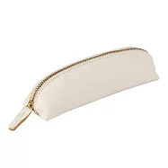 【Clairefontaine|Flying Spirit】_光滑植鞣小羊皮革拉鍊軟袋 _三角弧型 _ 雪白