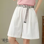 【初色】棉麻涼感五分褲-5款任選-62488(M-2XL可選) L D.白色
