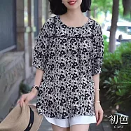 【初色】螺縈凉感休閒中大碼T恤上衣-共7款任選-69444(M-2XL可選) 2XL C.黑色