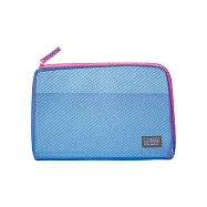 【KING JIM】FLATTY SHEER 多功能網狀拉鍊袋 L 藍色 (5166-BL)