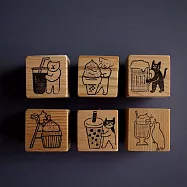 【小犬工作室】犬其林飲食指南│飲料甜點類檜木印章 ：冰淇淋汽水(鳥)