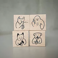 【小犬工作室】小動物喝珍奶櫸木印章 ：阿狐