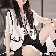 【MsMore】 女明星機場風小香馬甲高奢背心百搭短版外套# 118969 L 米白色