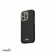 Moshi iPhone 15 Pro Napa 皮革保護殼 午夜黑