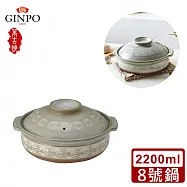 【銀峯】日本萬古燒花三島8號砂鍋(2-3人)