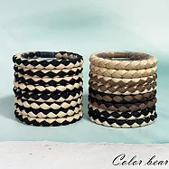 【卡樂熊】基本百搭彈力加粗菱格8入組造型髮束/髮圈(兩色)- 黑色系