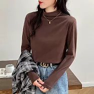 【MsMore】 雙面加厚德絨修身半高領長袖純色內搭短版上衣# 119209 3XL 可可色