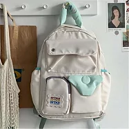 O-ni O-ni新款精選優加後防潑水帆布日韓新款原創多功能電腦精品背包(bag-679) 米白色