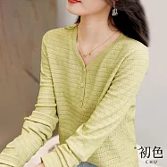 【初色】休閒百搭印花長袖圓領翻領連帽T恤上衣-15款任選-30492(M-2XL可選) L N.黃綠色