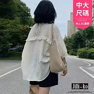 【Jilli~ko】圓領荷葉邊燈籠袖寬鬆上衣中大尺碼 J11016 FREE 杏色