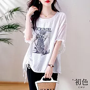 【初色】中大碼短袖休閒百搭寬鬆T恤女上衣-10款任選-68069(M-2XL可選) L H.白色