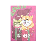 萬用卡-Pets&rsquo; Blessing/柴犬貓咪禮物盒 桃紅色