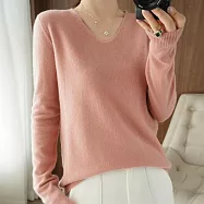【言】v領羊絨微暖針織上衣(2色) M 粉色