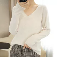 【言】v領羊絨微暖針織上衣(2色) L 白色