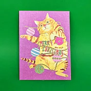 聖誕卡-Orange Tabby橘貓 森林莓果紫