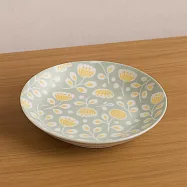 【日本Sango】職人窯燒 秘境花草 陶瓷深盤22cm ‧ 綠