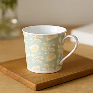 【日本Sango】職人窯燒 秘境花草 陶瓷馬克杯300ml ‧ 綠