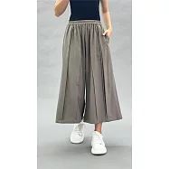 O-ni O-ni秋冬新款精選舒適高級西裝棉布料微彈立體版型薄款壓條設計師款寬褲(品質保證)(S-8989) FREE 卡其色