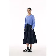 O-ni O-ni秋冬新款精選舒適透氣棉設計師款休閒田園風縮腰修飾顯瘦顯高中長款洋裝(品質保證)(S-9000) FREE 藍色深淺配色