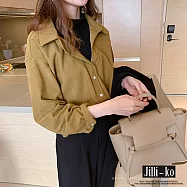 【Jilli~ko】假兩件復古打底設計款襯衫中大尺碼 658 FREE 黃色