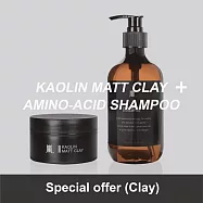 嵐 無光澤高嶺土髮泥80g x1+嵐 極光海洋胺基酸洗髮精500ml x1