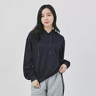 【KISSDIAMOND】極簡素色寬鬆口袋帽T(KDT-2220) 2XL 藏青