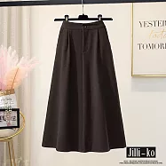 【Jilli~ko】法式復古毛呢顯瘦中長款高腰A字傘裙 J11164 FREE 咖色