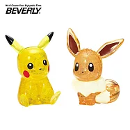 【日本正版授權】BEVERLY 皮卡丘&伊布 立體水晶拼圖 48片 3D拼圖/水晶拼圖 公仔/模型 寶可夢/神奇寶貝