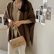 【MsMore】 韓國百搭寬鬆型H型純色針織衫毛衣披肩斗篷式# 119200 FREE 咖色