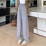 【MsMore】 視覺減6公斤羊絨感闊腿絨呢高腰垂感彎刀褲軟糯休閒直筒長褲# 119952 M 灰色