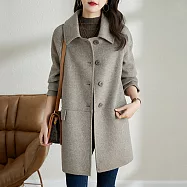 【MsMore】 雙面絨羊毛感大衣高端手工長袖毛呢外套韓版赫本風中長版# 119982 2XL 灰色