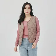 【KISSDIAMOND】輕暖菱格壓紋薄絨背心(加絨/保暖/KDC-8021) 5XL 卡其