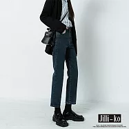 【Jilli~ko】高腰顯瘦加絨煙管九分直筒牛仔褲 M-XL J11173 XL 深藍色