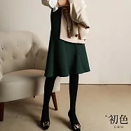【初色】復古毛呢中長款高腰顯瘦不規則魚尾裙荷葉邊A字半身裙-共4色-31208(M-XL可選) M 綠色