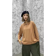 O-ni O-ni秋冬新款精選舒適透氣100%天絲棉大碼美拉德風格奶茶色時尚休閒上衣(品質保證)(S-9017) FREE 奶茶棕色