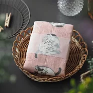 【日本Sugar Land】蚊帳生地 超吸水透氣 萬用敷巾 ‧ 貓咪(粉)