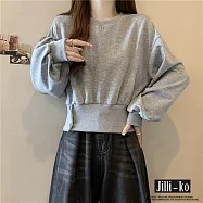 【Jilli~ko】食毛華棉衛衣女腰封造型長袖上衣 J11320 FREE 灰色