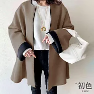 【初色】韓系翻領排釦長袖中長版防風外套毛呢大衣女上衣-11款任選-31083(M-2XL/F可選) F F.咖啡色