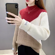 【MsMore】 水貂絨加厚毛衣洋氣長袖半高領內搭針織衫短版保暖上衣# 120370 FREE 紅色