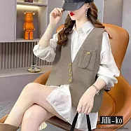 【Jilli~ko】不對稱針織馬甲女設計感疊穿毛衣背心 J11395 FREE 淺卡