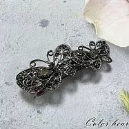 【卡樂熊】法式古典氣質水鑽雙蝶造型彈簧夾/髮夾- 雙蝶