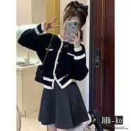 【Jilli~ko】小香風經典短款打底開扣針織衫 J11390 FREE 黑色