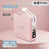 aibo 多合一 PD快充無線充行動電源 自帶線/雙快充/磁吸充電 迷霧粉
