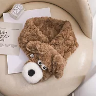 O-ni O-ni日系可愛狗狗/綿羊/小熊系列仿兔毛保暖圍巾_ C-1222-卡其大眼睛狗73X11cm