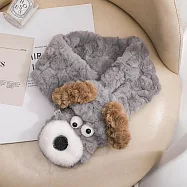 O-ni O-ni日系可愛狗狗/綿羊/小熊系列仿兔毛保暖圍巾_ C-1222-灰色大眼睛狗73X11cm