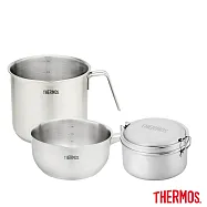 【THERMOS膳魔師】不鏽鋼湯鍋+便當盒 超值兩件組
