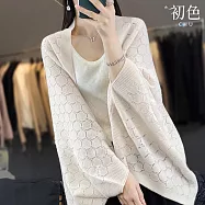 【初色】寬鬆鏤空蜂巢格紋長袖針織披肩開衫圍巾休閒外套女上衣-共3色-31928(F可選) F 白色